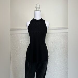 Free People Black High Neck Top